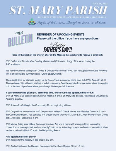 June 15 - 21, 2025 • Mid-Bulletin
